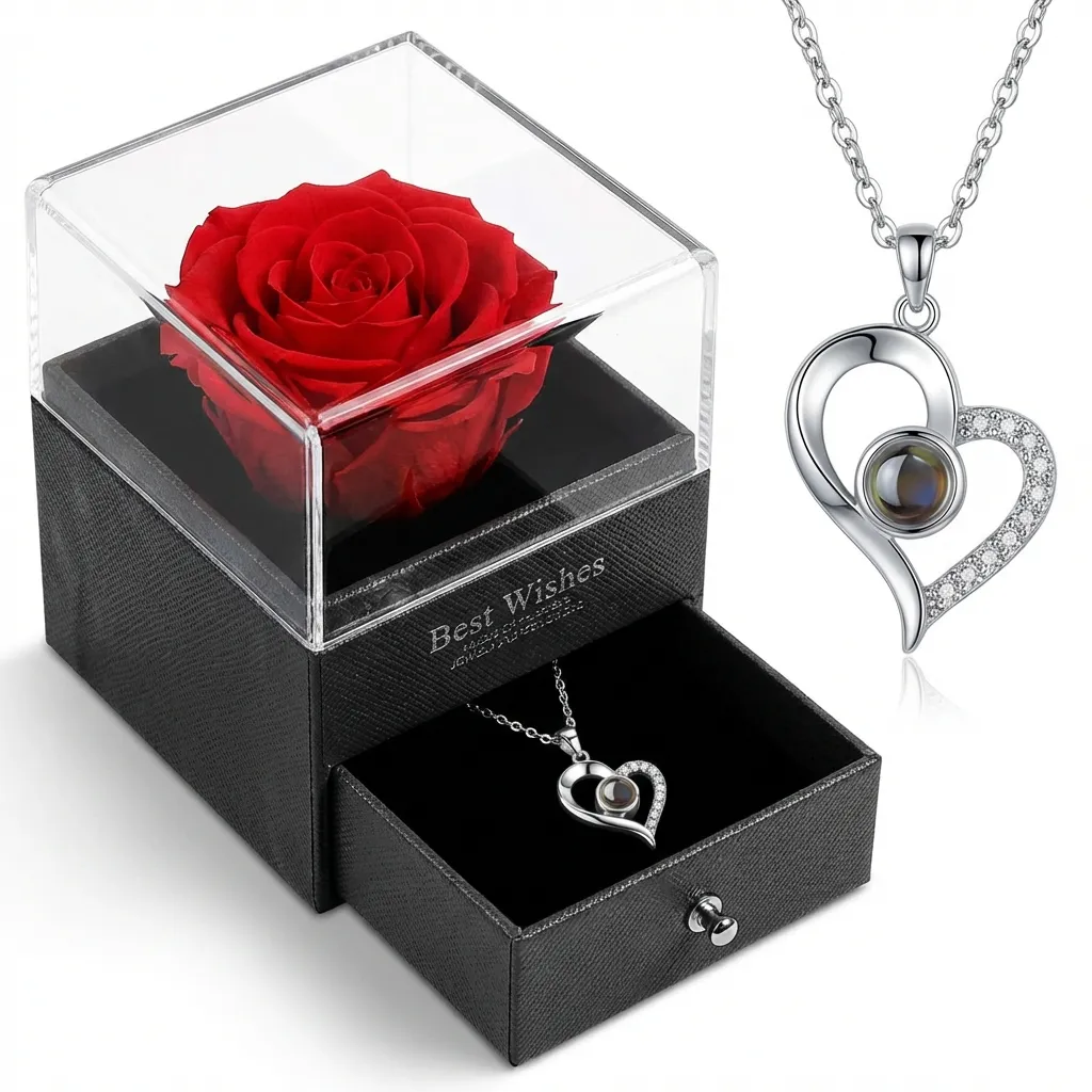 Preserved Rose And Necklace